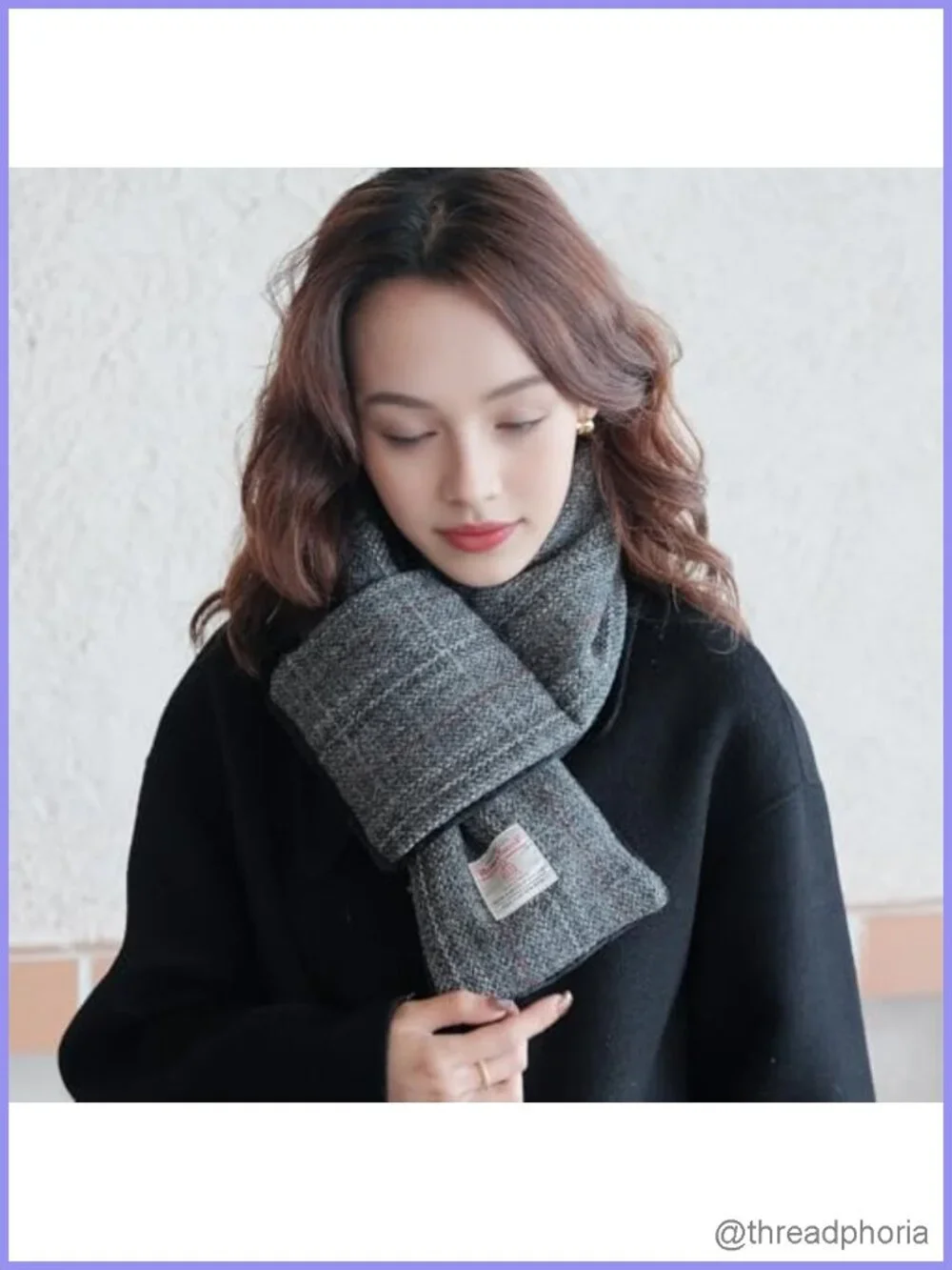 Harris Tweed Wool Neck Warmer Handmade Soft Scarf Plush Lining Winter Gift